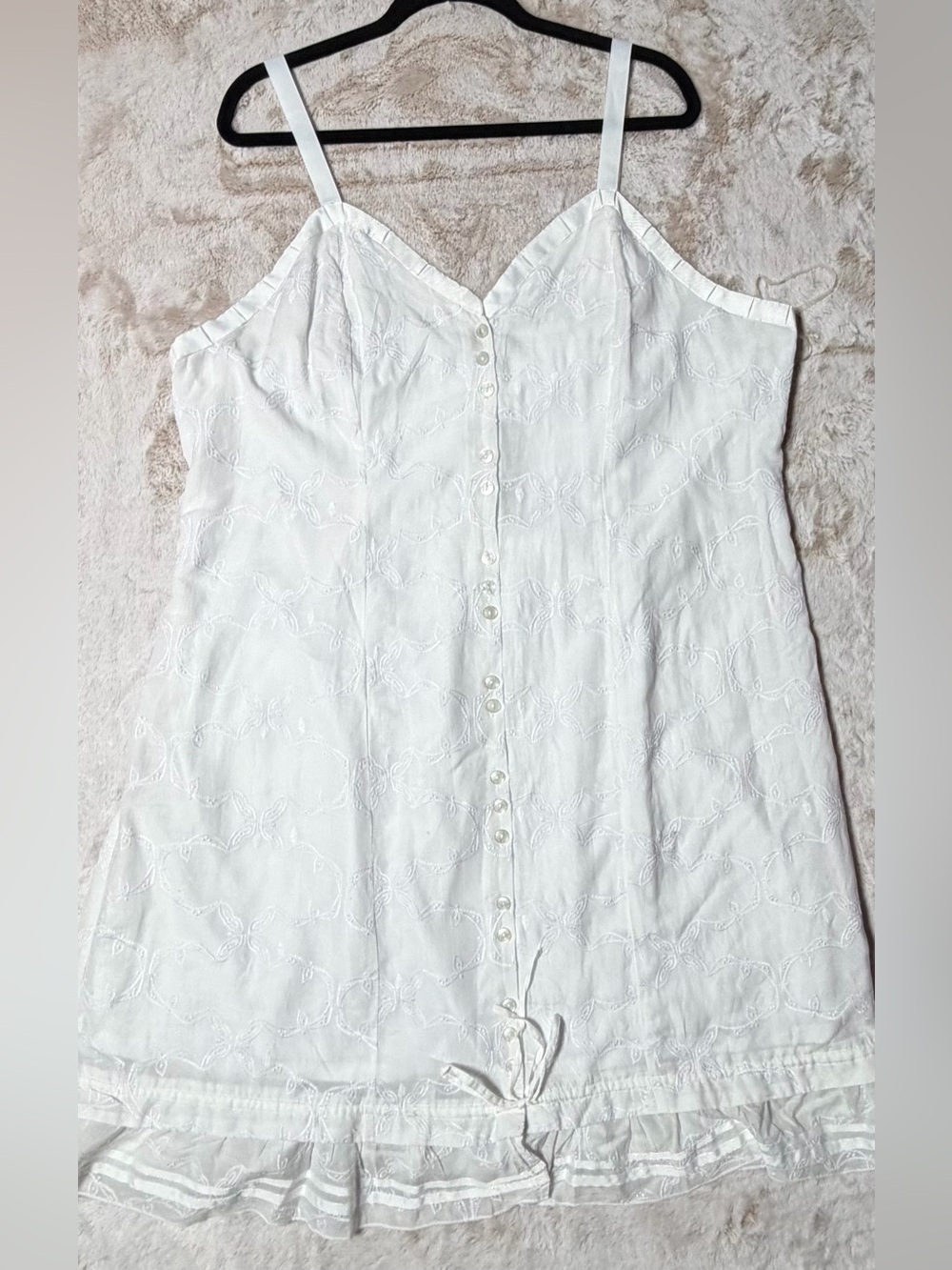 Yest Women's White Midi Embroidered Button-Front Dress 16